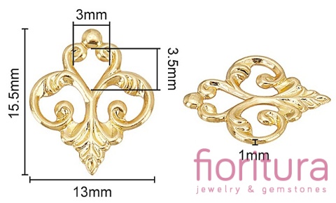 ŁĄCZNIK AŻUROWY KWIAT ZAWIESZKA 15,5x13x1MM KOLOR ZŁOTY