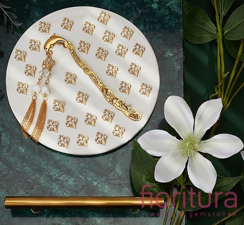 ŁĄCZNIK AŻUROWY KWIAT ZAWIESZKA 15,5x13x1MM KOLOR ZŁOTY