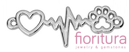  ŁĄCZNIK SERCE I PSIA ŁAPA 12x34x2MM KOLOR STARE SREBRO 