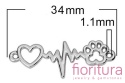  ŁĄCZNIK SERCE I PSIA ŁAPA 12x34x2MM KOLOR STARE SREBRO 