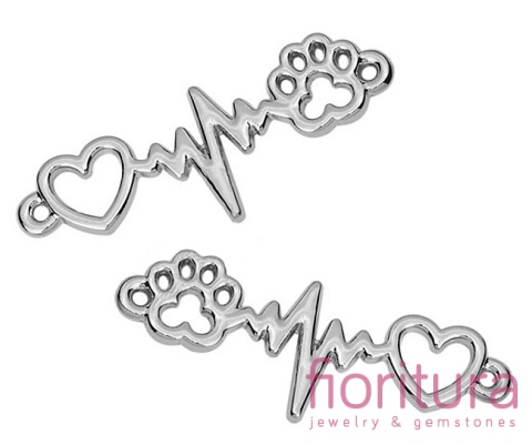  ŁĄCZNIK SERCE I PSIA ŁAPA 12x34x2MM KOLOR STARE SREBRO 