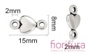 ŁĄCZNIK SERCE 15x8x2MM KOLOR STARE SREBRO 