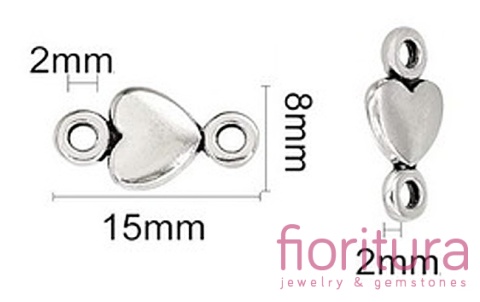ŁĄCZNIK SERCE 15x8x2MM KOLOR STARE SREBRO 