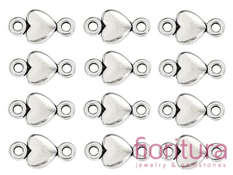 ŁĄCZNIK SERCE 15x8x2MM KOLOR STARE SREBRO 