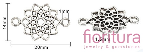 ŁĄCZNIK CZAKRA KORONY 20x14x1,5MM KOLOR STARE SREBRO
