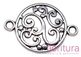 ŁĄCZNIK AŻUROWY 20x14x2MM KOLOR STARE SREBRO