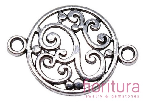 ŁĄCZNIK AŻUROWY 20x14x2MM KOLOR STARE SREBRO