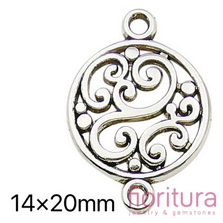 ŁĄCZNIK AŻUROWY 20x14x2MM KOLOR STARE SREBRO