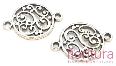 ŁĄCZNIK AŻUROWY 20x14x2MM KOLOR STARE SREBRO