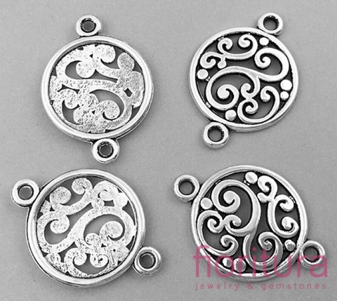 ŁĄCZNIK AŻUROWY 20x14x2MM KOLOR STARE SREBRO