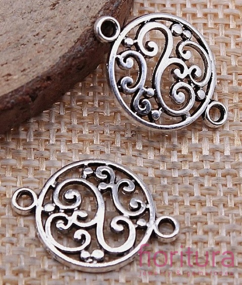 ŁĄCZNIK AŻUROWY 20x14x2MM KOLOR STARE SREBRO