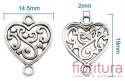  ŁĄCZNIK AŻUROWE SERCE 19x14,5x2MM KOLOR STARE SREBRO