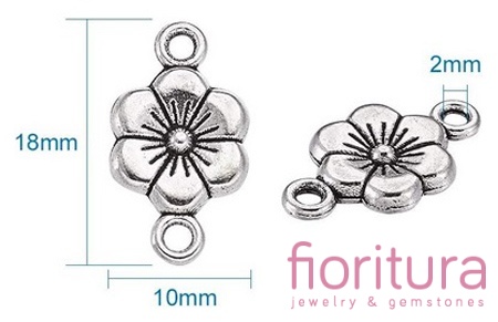  ŁĄCZNIK KWIAT 18x10x2MM KOLOR STARE SREBRO