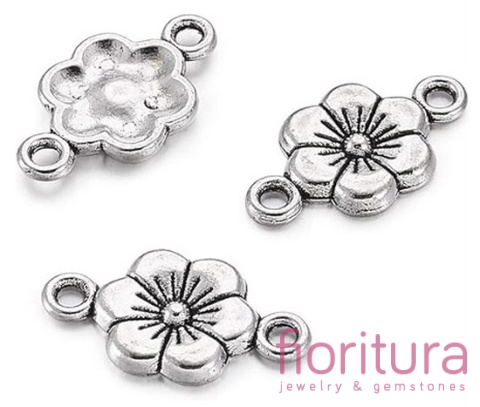  ŁĄCZNIK KWIAT 18x10x2MM KOLOR STARE SREBRO