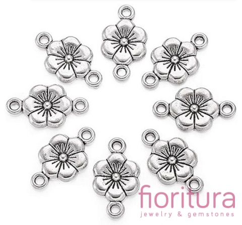  ŁĄCZNIK KWIAT 18x10x2MM KOLOR STARE SREBRO