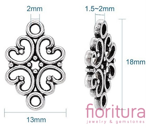 ŁĄCZNIK KWIAT 18x13x1,5MM KOLOR STARE SREBRO