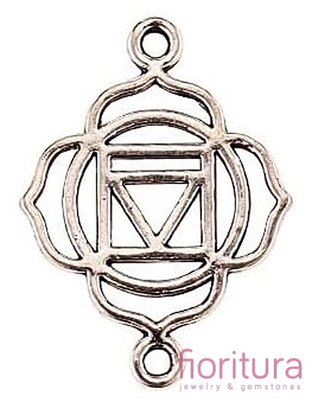  ŁĄCZNIK CZAKRA PODSTAWY MULADHARA 20x15x1,5MM KOLOR STARE SREBRO 