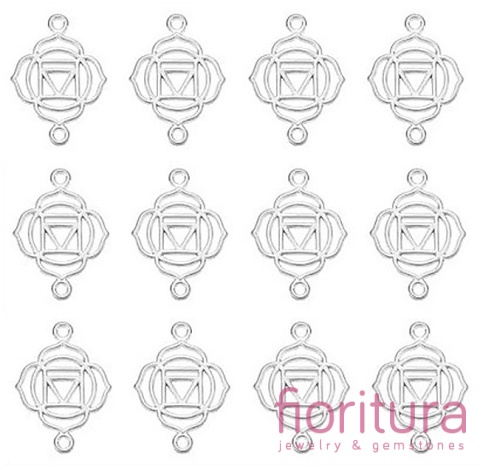  ŁĄCZNIK CZAKRA PODSTAWY MULADHARA 20x15x1,5MM KOLOR STARE SREBRO 
