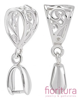 ZAWIESZKA AŻUROWA Z KRAWATKĄ ZACISKOWĄ 13x8x5MM KOLOR PLATINUM 