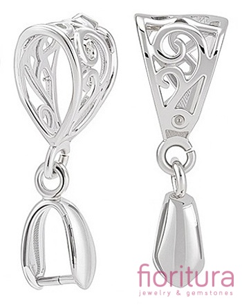 ZAWIESZKA AŻUROWA Z KRAWATKĄ ZACISKOWĄ 13x8x5MM KOLOR PLATINUM 