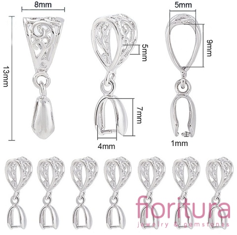 ZAWIESZKA AŻUROWA Z KRAWATKĄ ZACISKOWĄ 13x8x5MM KOLOR PLATINUM 