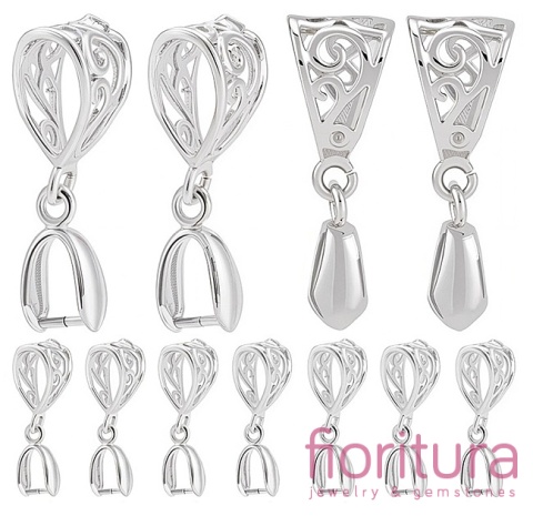 ZAWIESZKA AŻUROWA Z KRAWATKĄ ZACISKOWĄ 13x8x5MM KOLOR PLATINUM 