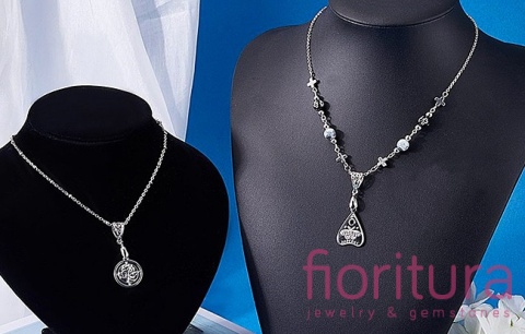 ZAWIESZKA AŻUROWA Z KRAWATKĄ ZACISKOWĄ 13x8x5MM KOLOR PLATINUM 