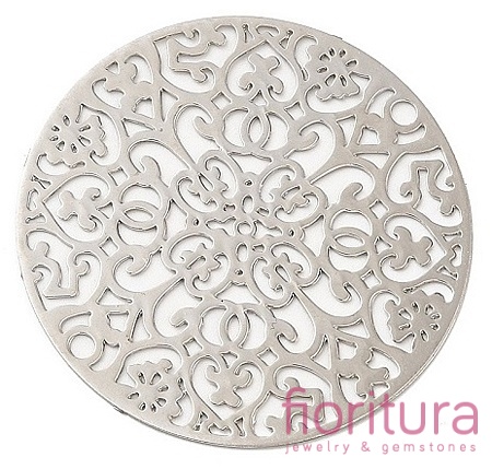 ŁĄCZNIK AŻUROWY KWIAT ZAWIESZKA KOŁO 30x0,3MM KOLOR PLATINUM