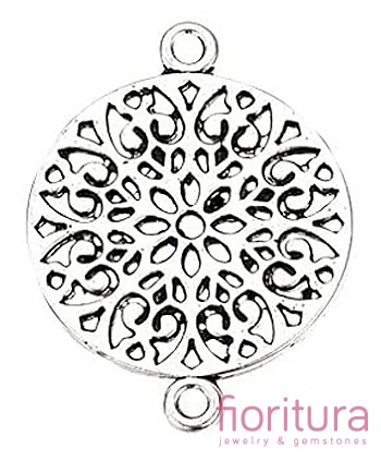  ŁĄCZNIK AŻUROWY OKRĄGŁY 24x18x1MM KOLOR STARE SREBRO