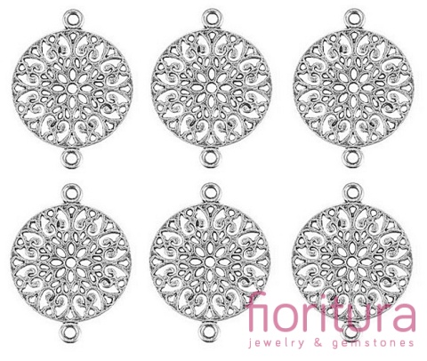  ŁĄCZNIK AŻUROWY OKRĄGŁY 24x18x1MM KOLOR STARE SREBRO