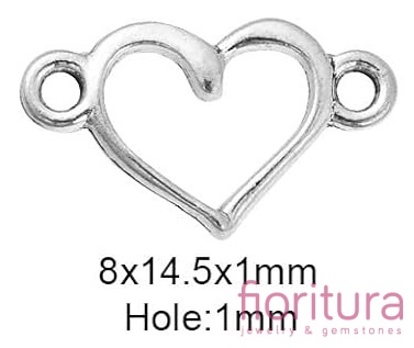  ŁĄCZNIK SERCE 8x14,5x1MM KOLOR STARE SREBRO 