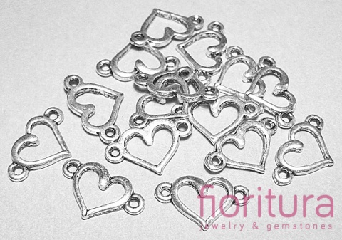  ŁĄCZNIK SERCE 8x14,5x1MM KOLOR STARE SREBRO 