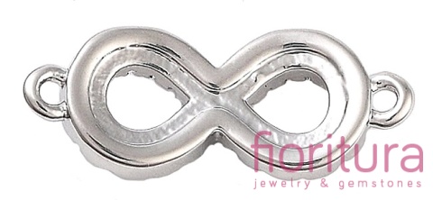 ŁĄCZNIK NIESKOŃCZONOŚĆ  Z SZEŚCIENNYMI CYRKONIAMI CRYSTAL 6x15x2,5MM KOLOR PLATINUM 