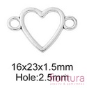  ŁĄCZNIK SERCE 16x23x1,5MM KOLOR STARE SREBRO 