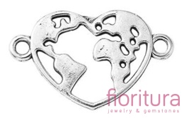   ŁĄCZNIK ŚWIAT W SERCU 15x24x1,5MM KOLOR STARE SREBRO 