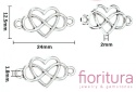   ŁĄCZNIK SERCE W NIESKOŃCZONOŚCI 12,5x24x2MM KOLOR STARE SREBRO 