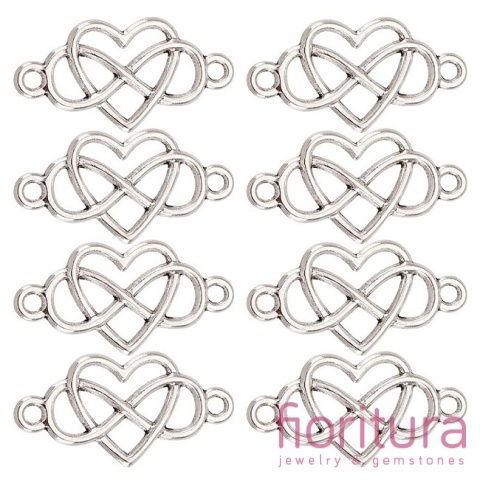   ŁĄCZNIK SERCE W NIESKOŃCZONOŚCI 12,5x24x2MM KOLOR STARE SREBRO 