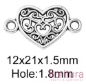  ŁĄCZNIK AŻUROWE SERCE OZDOBNE 12x21x1,5MM KOLOR STARE SREBRO 