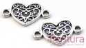  ŁĄCZNIK AŻUROWE SERCE OZDOBNE 12x21x1,5MM KOLOR STARE SREBRO 