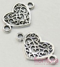  ŁĄCZNIK AŻUROWE SERCE OZDOBNE 12x21x1,5MM KOLOR STARE SREBRO 