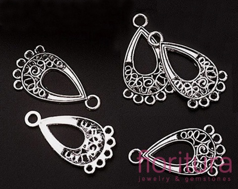 PODSTAWA KOLCZYKA 28x15,5x1MM KOLOR STARE SREBRO