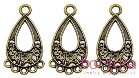 PODSTAWA KOLCZYKA 28x15,5x1MM KOLOR STARE ZŁOTO