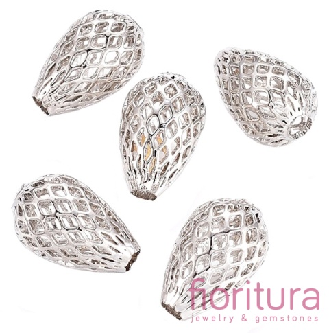 PRZEKŁADKA AŻUROWA ŁEZKA 15x10MM KOLOR PLATINUM