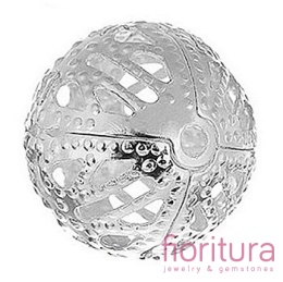 PRZEKŁADKA FILIGRANOWA AŻUROWA KULA 8MM KOLOR SREBRNY