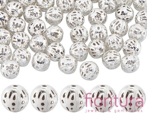 PRZEKŁADKA FILIGRANOWA AŻUROWA KULA 8MM KOLOR SREBRNY