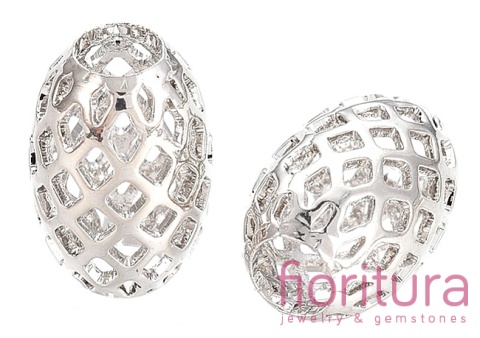 PRZEKŁADKA AŻUROWA OWAL 12x8MM KOLOR PLATINUM