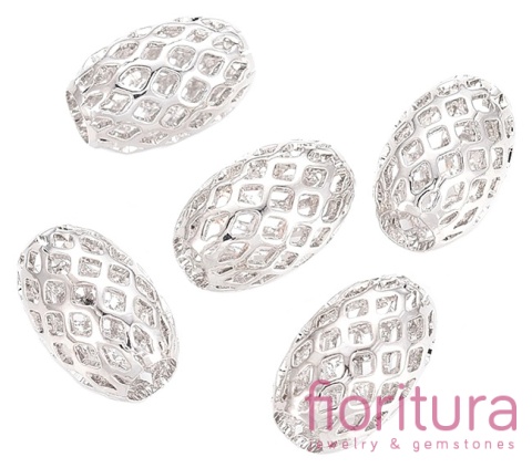 PRZEKŁADKA AŻUROWA OWAL 12x8MM KOLOR PLATINUM