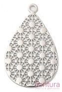 ZAWIESZKA AŻUROWA ŁEZKA OZDOBNA 22,5x14x0,3MM KOLOR PLATINUM
