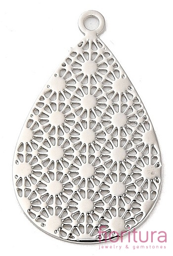 ZAWIESZKA AŻUROWA ŁEZKA OZDOBNA 22,5x14x0,3MM KOLOR PLATINUM