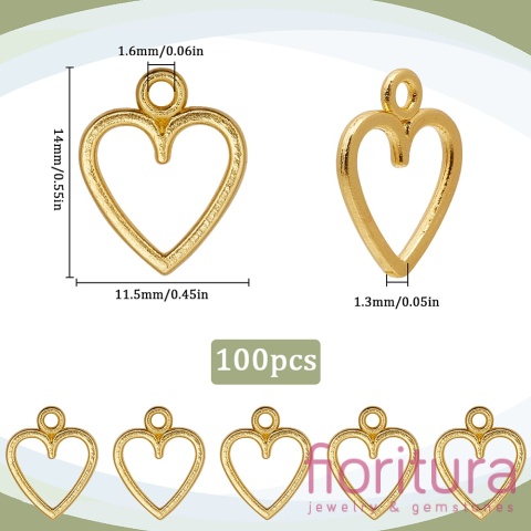 ZAWIESZKA AŻUROWE SERCE 14x11,5x1MM KOLOR ZŁOTY